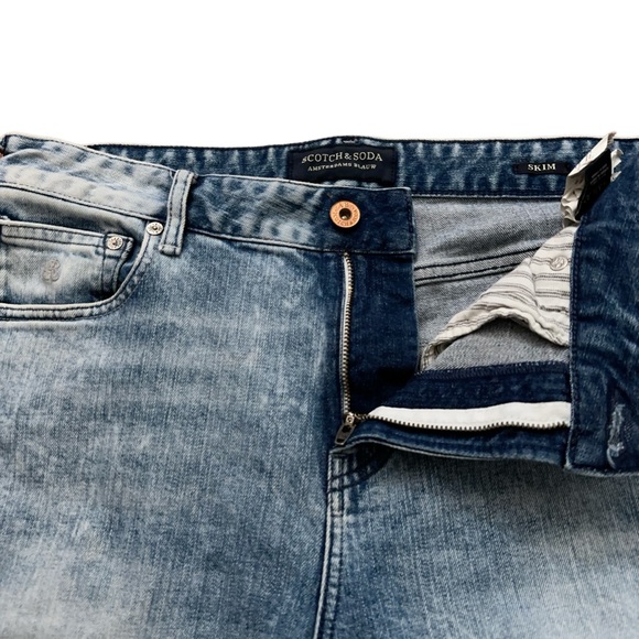 Scotch & Soda Denim Jeans Mens 32x32 Skim Peacock Stretch Button Fly Blue Washed - Picture 3 of 8
